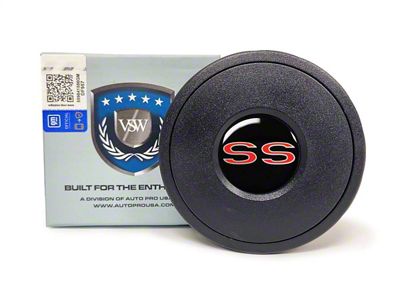 VSW S9 Standard Steering Wheel Horn Button with Red SS Emblem; Black
