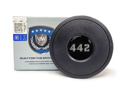 VSW S9 Standard Steering Wheel Horn Button with Silver 442 Emblem; Black
