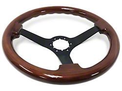 VSW S6 Sport Wood Series 14-Inch Steering Wheel; Solid 3-Spoke; Mahogany with Black Center (Universal; Some Adaptation May Be Required)