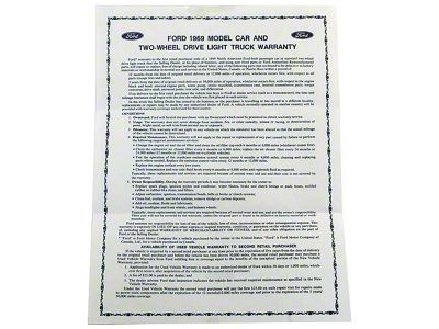 Warranty Sheet - Temporary Statement - Ford