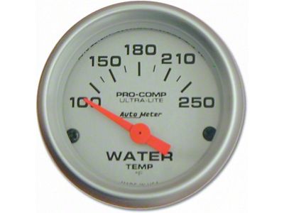 Auto Meter Ultra-Lite Series 2-1/16-Inch Water Temperature Gauge; 100-250 Fahrenheit