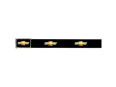 Web Belts, Up to 28'' Waist, Chevy Gold Bowtie Logo, Logo On Belt