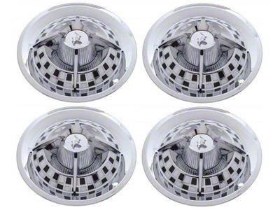 Wheel Cover Set, 'Spider' Black And White Style, Chrome, For 14'' Steel Wheels