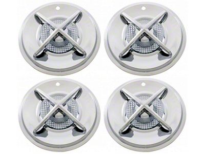 Wheel Cover Set, Spinning Cross-Bar Center, Chrome, For 15'' Steel Wheels