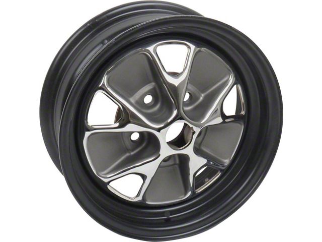 Wheel - Styled Steel - 14 X 5 - Powder-coated Black Rim With Chrome Center With Black Depressions