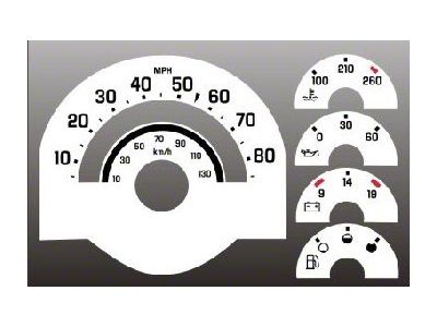 White Face Gauge Instrument Cluster Overlay,Chevrolet Truck C/K,1988..1994