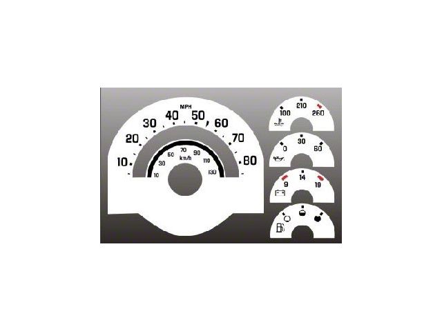 White Face Gauge Instrument Cluster Overlay,Chevrolet Truck C/K,1988..1994