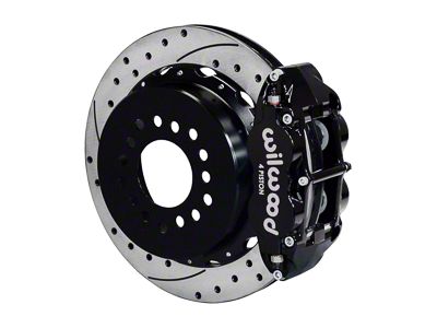 Wilwood Forged Narrow Superlite 4R Rear Big Brake Kit with 12.88-Inch Drilled and Slotted Rotors; Black Calipers (78-87 El Camino w/ 2.62-Inch Axle Offset)