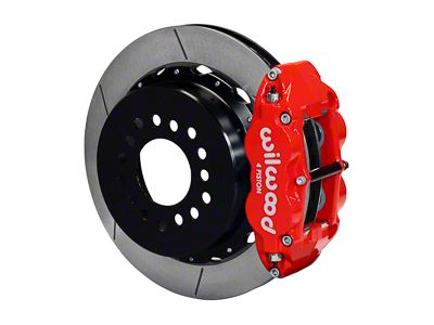 Wilwood Forged Narrow Superlite 4R Rear Big Brake Kit with 14-Inch Slotted Rotors; Red Calipers (78-87 El Camino w/ 2.62-Inch Axle Offset)
