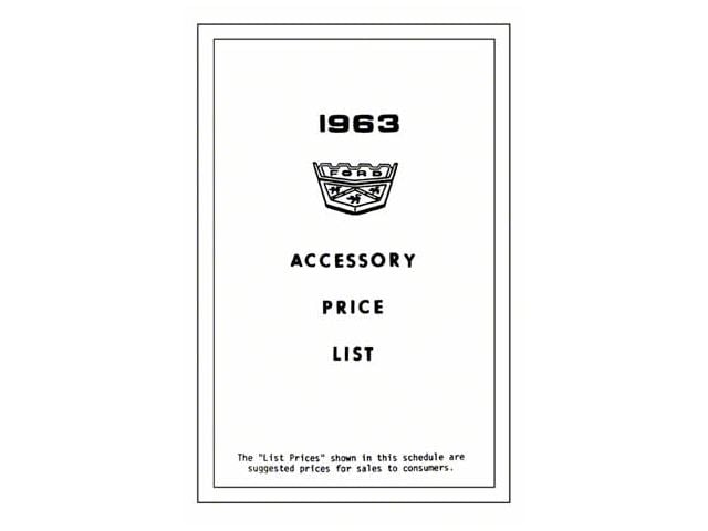 Window Decal - New Car Accessory Price List - Ford
