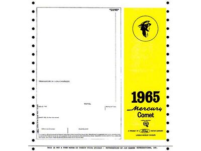 Window Price Sticker - New Car - Comet & Montego