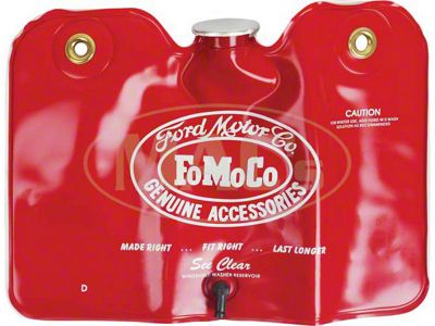 Windshield Washer Bag - Twist-Off Cap - Red With FoMoCo Logo In White - Thunderbird 1962-1963